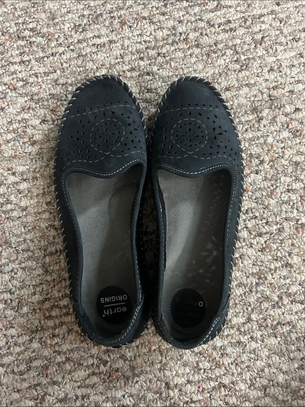 Earth Origins Black Perforated Slip-On Ballet Flats